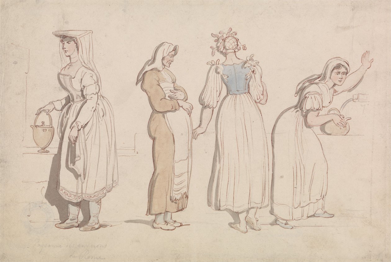Quatro mulheres junto a um poço em Roma de Thomas Rowlandson