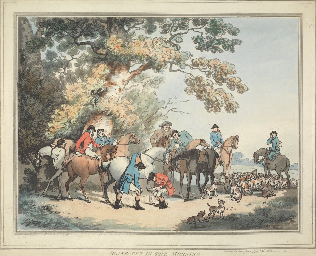 Caça à raposa [conjunto de seis]: 1. Saída pela manhã de Thomas Rowlandson