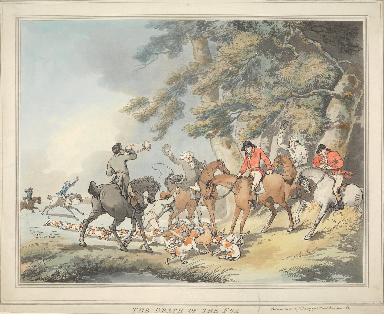 Caça à raposa [conjunto de seis]:   3. A morte da raposa de Thomas Rowlandson