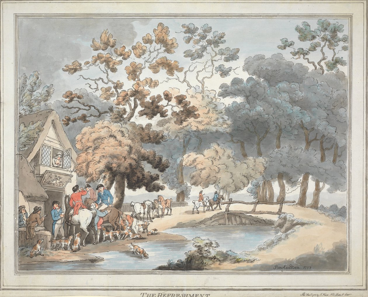 Caça à raposa [conjunto de seis]:   4. O lanche de Thomas Rowlandson