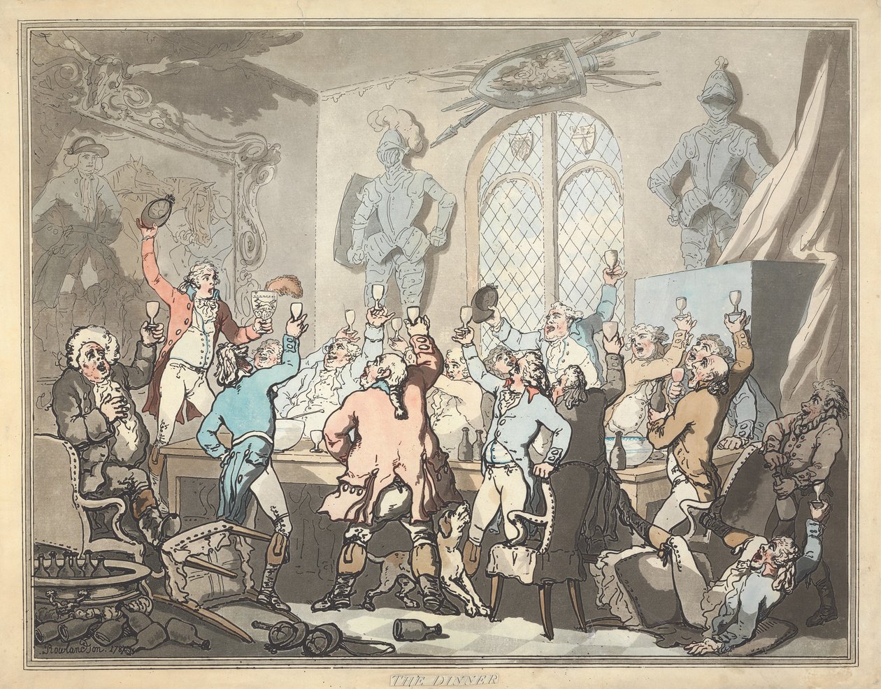 Caça à raposa [conjunto de seis]:  6.  O jantar de Thomas Rowlandson