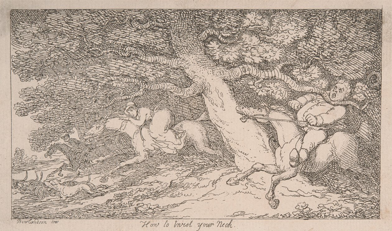 Caça à raposa: Como torcer o pescoço [de «Conselhos aos Desportistas»] de Thomas Rowlandson