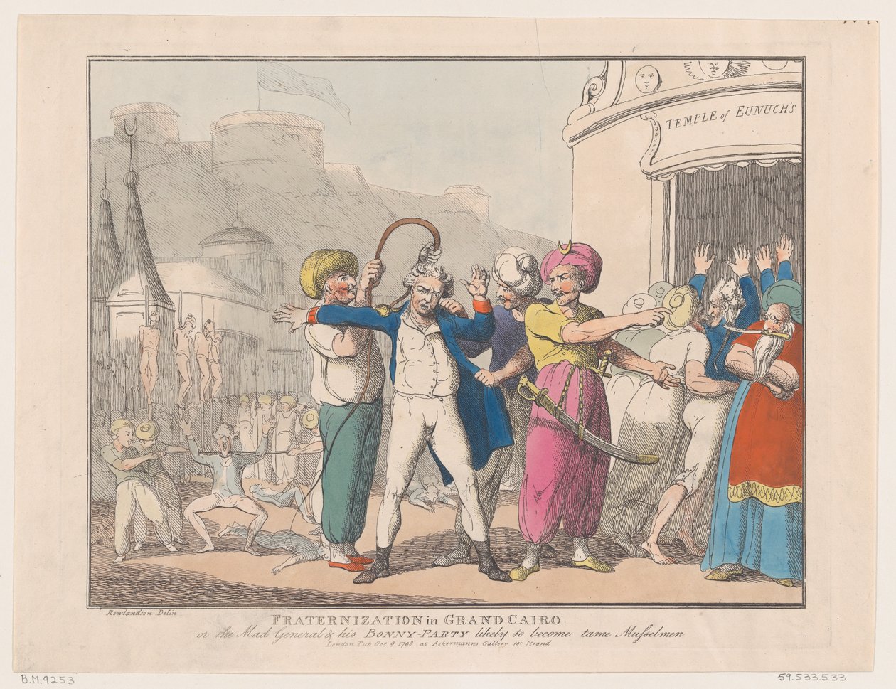 Confraternização no Grand Cairo, ou The Mad General & his Bonny Party Provavelmente ..., 9 de outubro de 1798. de Thomas Rowlandson