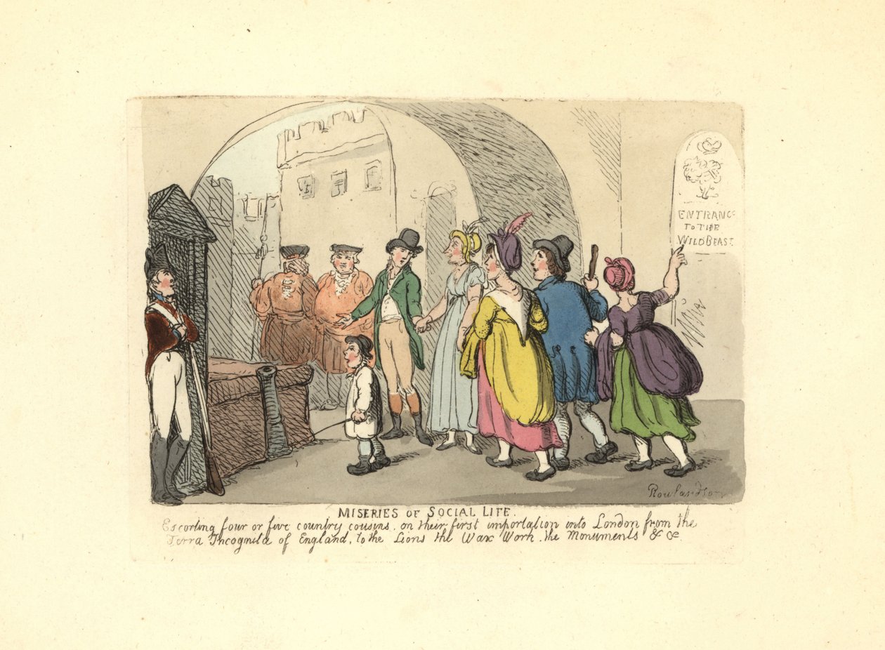 Cavalheiro acompanhando primos do campo em sua primeira viagem a Londo de Thomas Rowlandson
