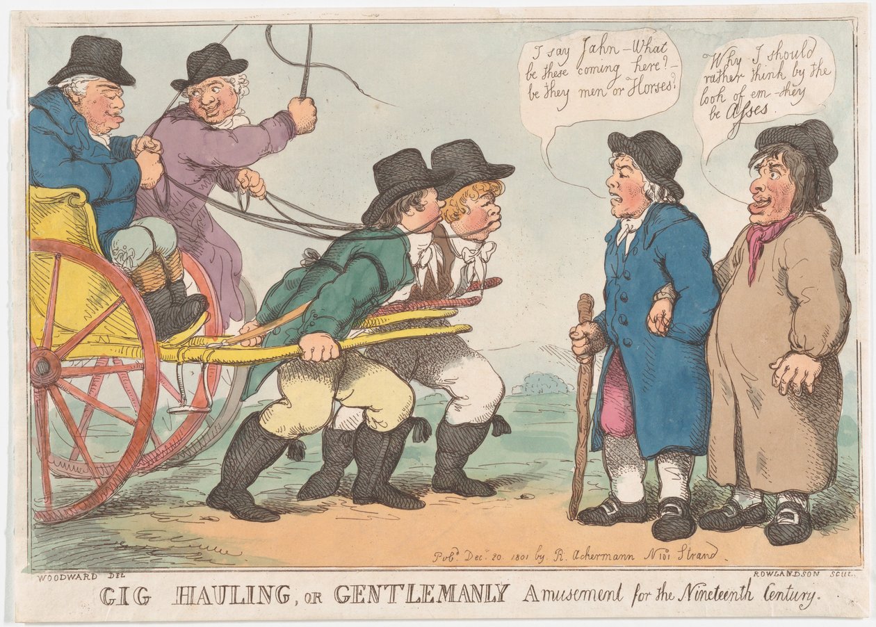 Gig Hauling, ou diversão cavalheiresca para o século XIX, 3 de abril de 1801., 3 de abril de 1801. de Thomas Rowlandson