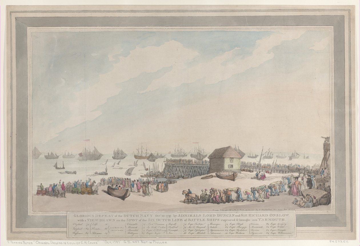 Derrota gloriosa da marinha holandesa, 10 de outubro de 1797, pelos almirantes Lord Duncan e ..., 22 de outubro de 1797. de Thomas Rowlandson