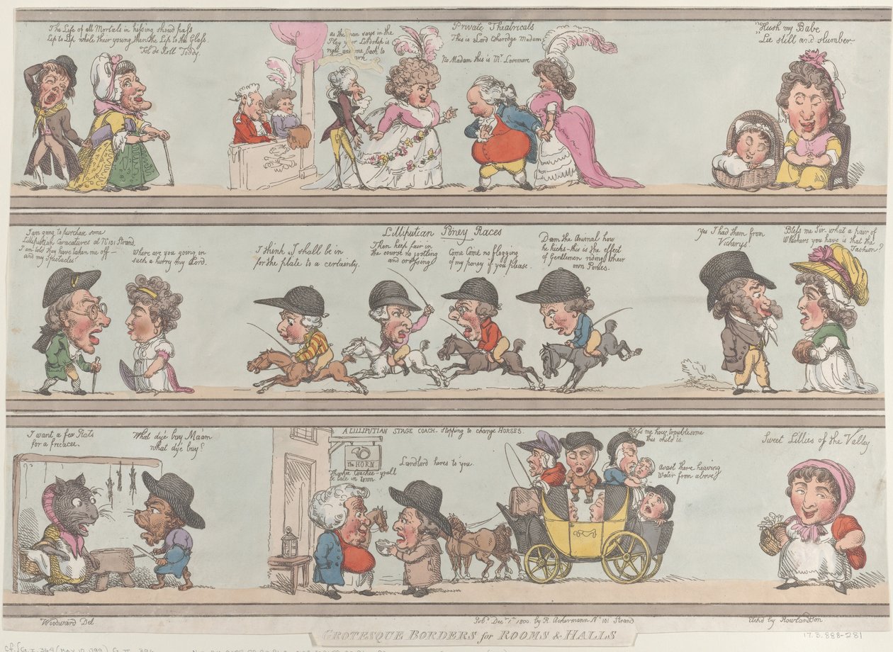 Grotesque Borders for Rooms and Halls, 1 de dezembro de 1800., 1 de dezembro de 1800. de Thomas Rowlandson