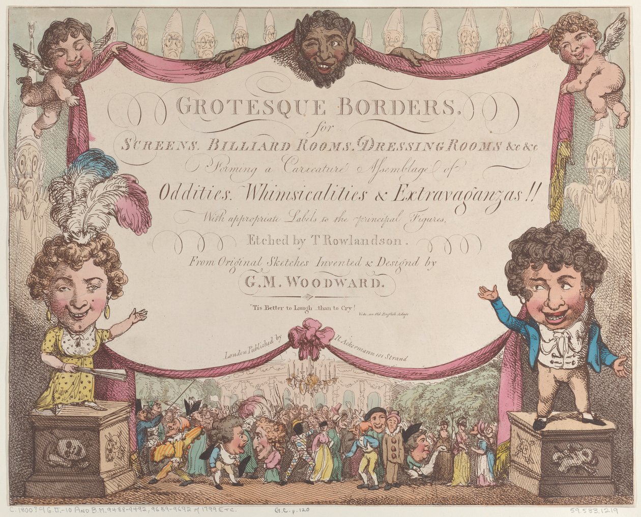 Bordas grotescas para telas, salas de bilhar, camarins, etc., 1799-1800., 1799-1800. de Thomas Rowlandson