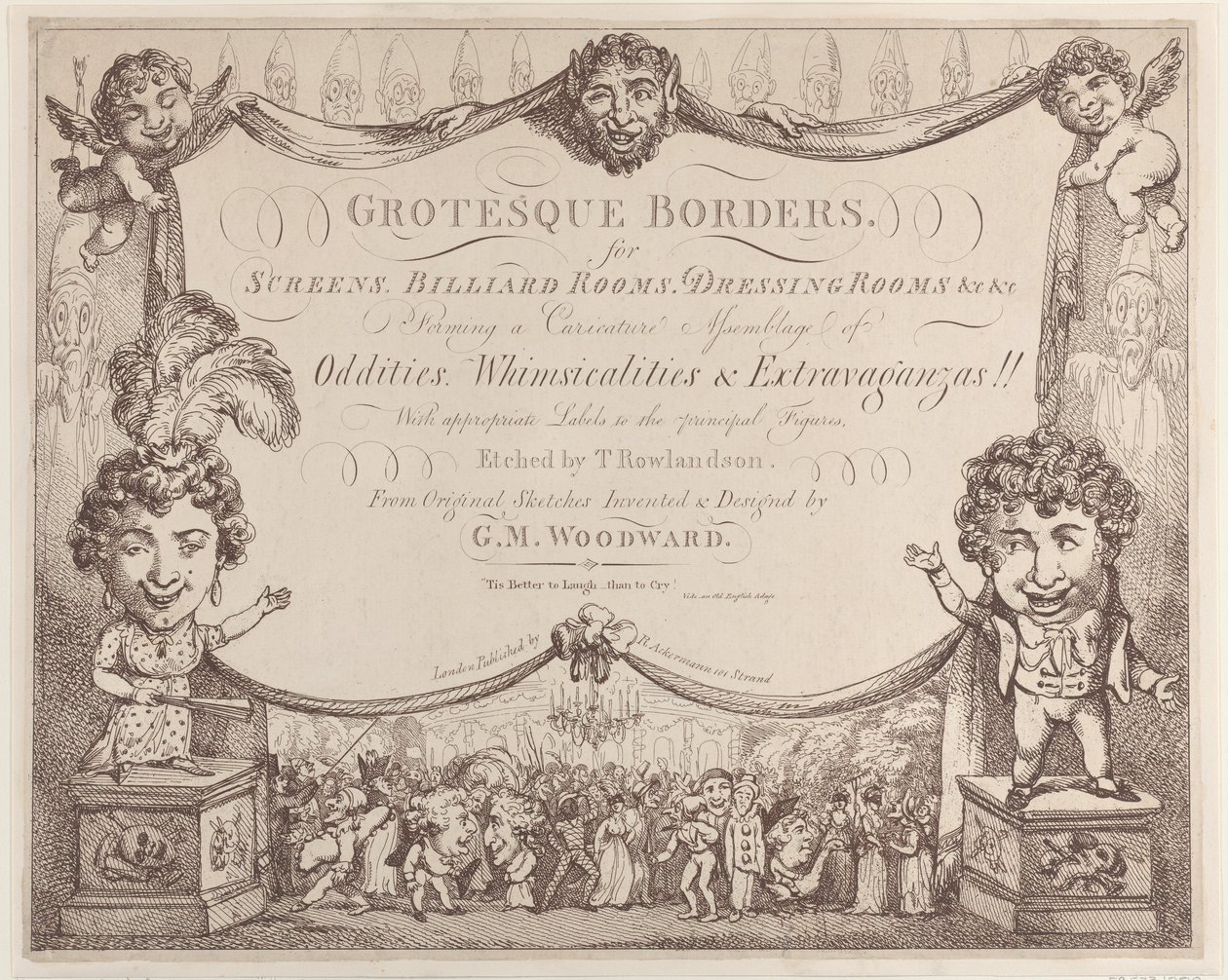 Bordas grotescas para telas, salas de bilhar, camarins, etc., 1799-1800., 1799-1800. de Thomas Rowlandson