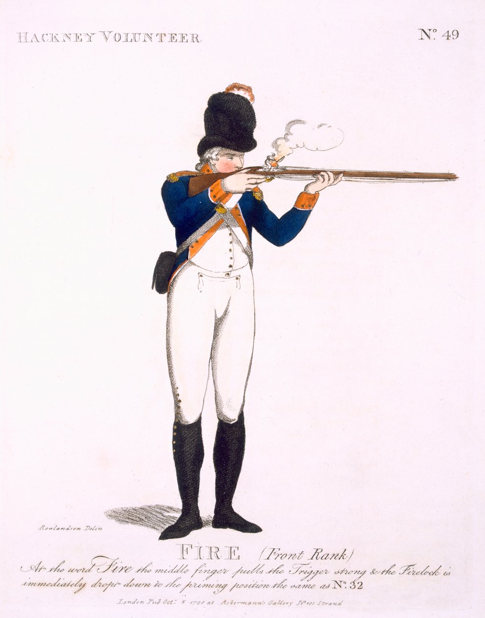 Hackney Volunteer, placa 49 de &39;Loyal Volunteers of London and Environs&39;, publicado em 1798 de Thomas Rowlandson