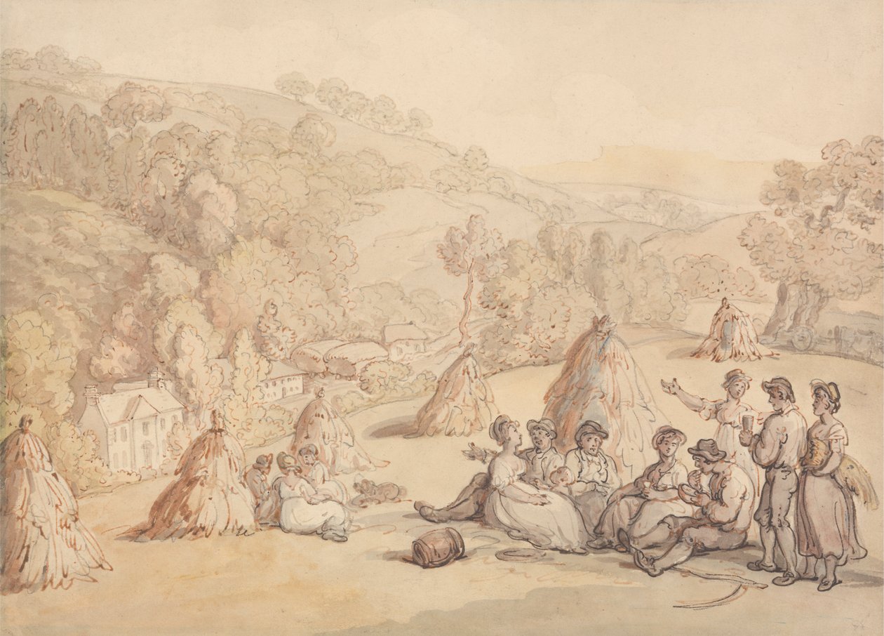 Ceifeiras que descansam num campo de milho de Thomas Rowlandson