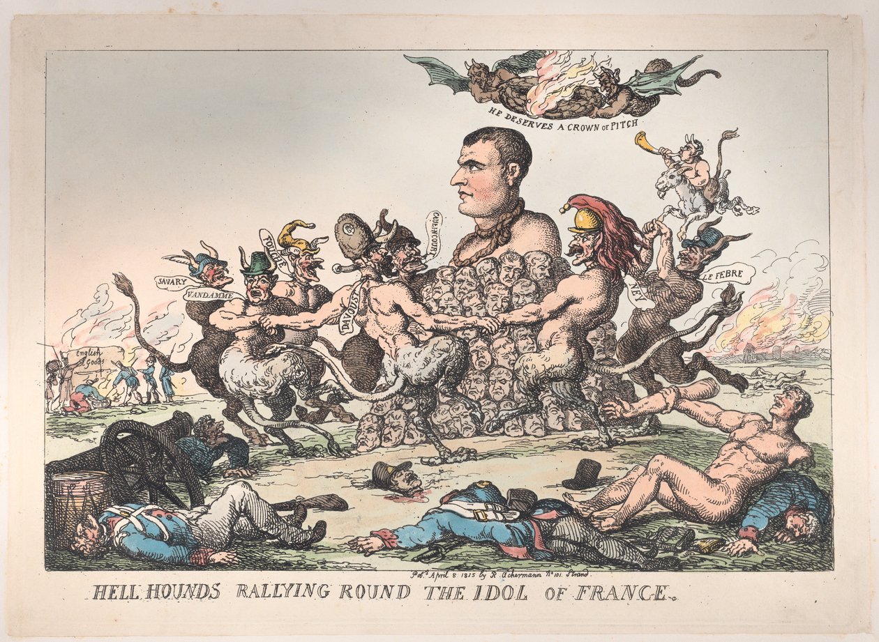 Hell Hounds Rally Round the Idol of France, 8 de abril de 1815., 8 de abril de 1815. de Thomas Rowlandson