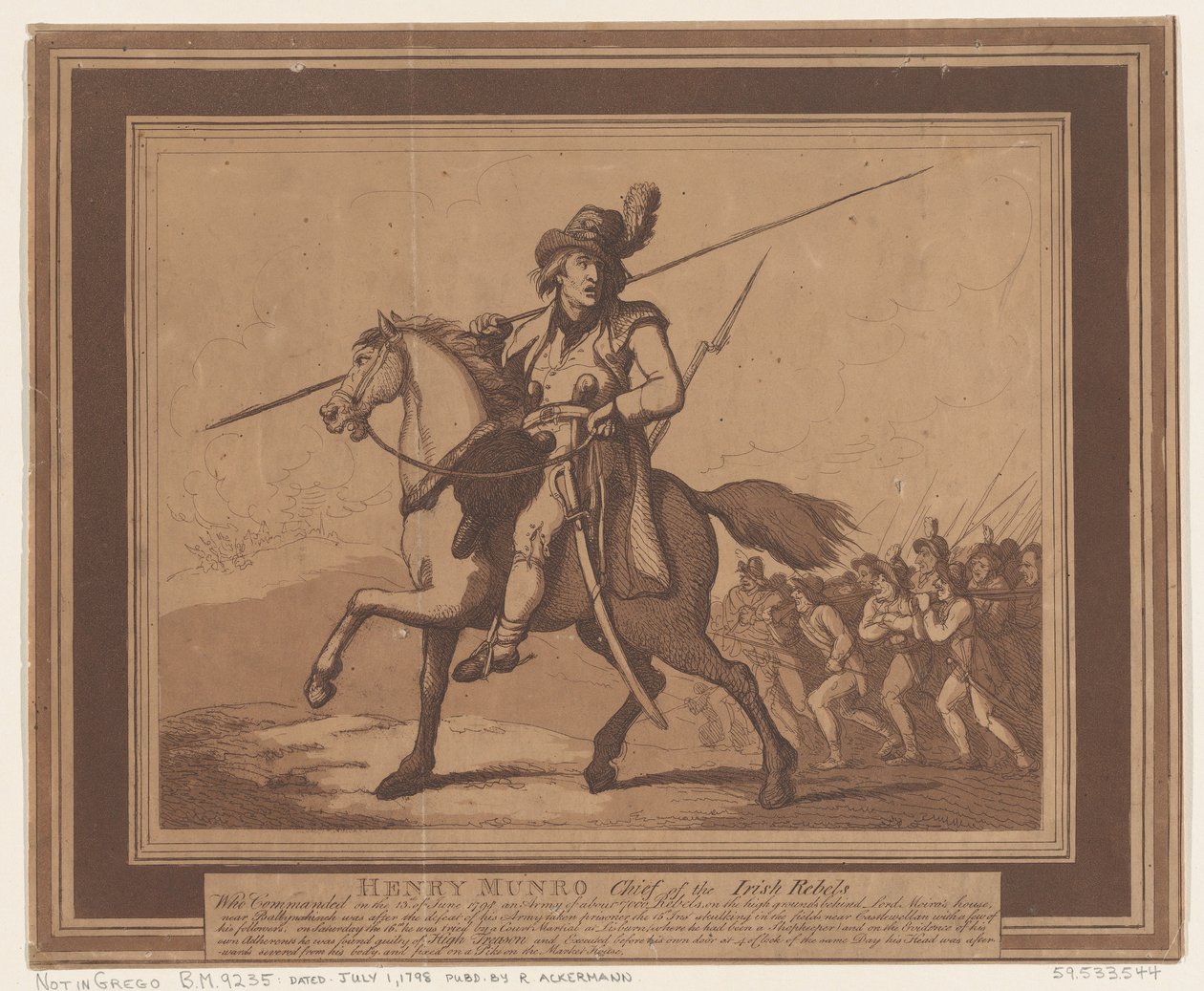 Henry Munro, chefe dos rebeldes irlandeses, 1 de julho de 1798., 1 de julho de 1798. de Thomas Rowlandson