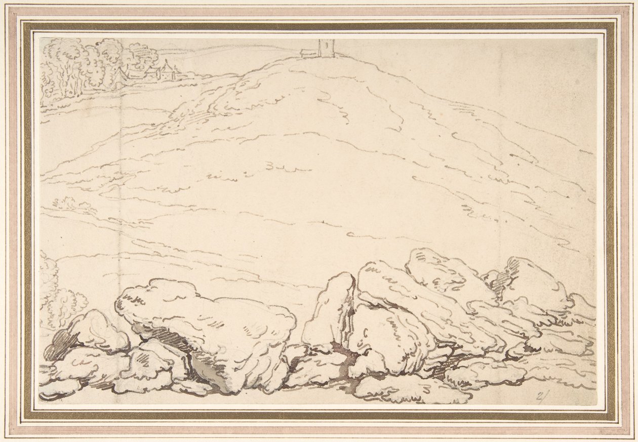 Paisagem montanhosa com rochas de Thomas Rowlandson
