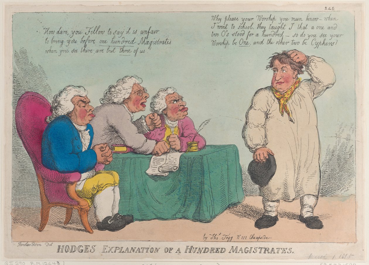 Explanation of a Hundred Magistrates de Hodge, 1 de março de 1815., 1 de março de 1815. de Thomas Rowlandson