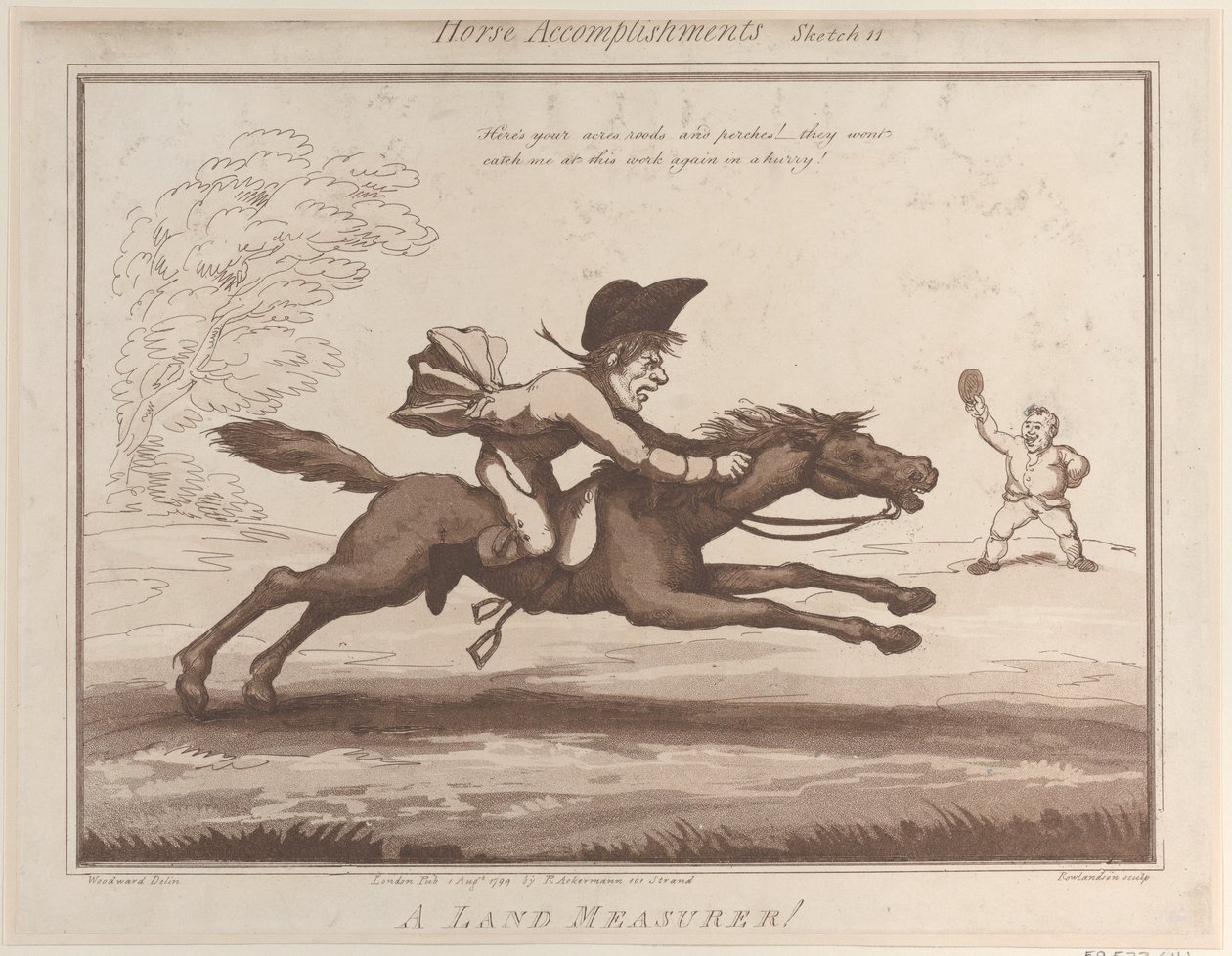 Realizações de Cavalos, Esboço 11: Um Medidor de Terras !!, 1º de agosto de 1799., 1º de agosto de 1799. de Thomas Rowlandson