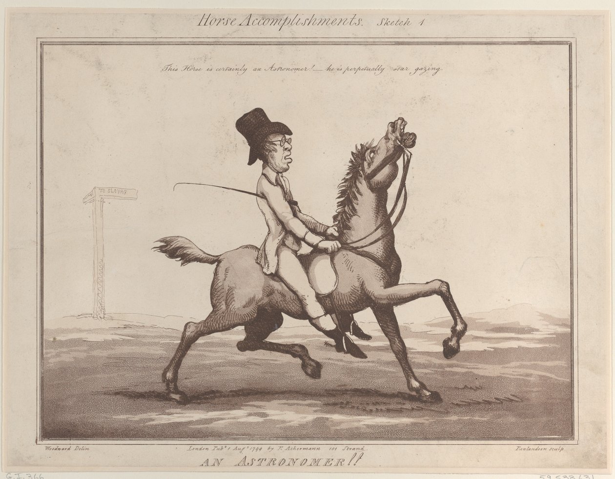 Realizações de Cavalo, Esboço 1: Um Astrônomo !!, 1 de agosto de 1799., 1 de agosto de 1799. de Thomas Rowlandson