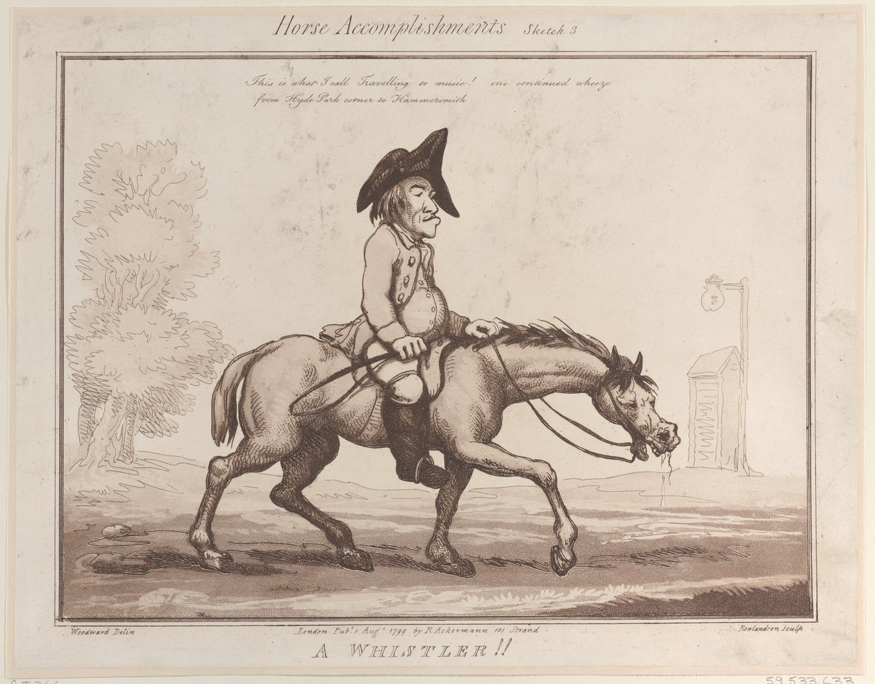 Realizações de cavalos, Esboço 3: A Whistler !!, 1 de agosto de 1799., 1 de agosto de 1799. de Thomas Rowlandson