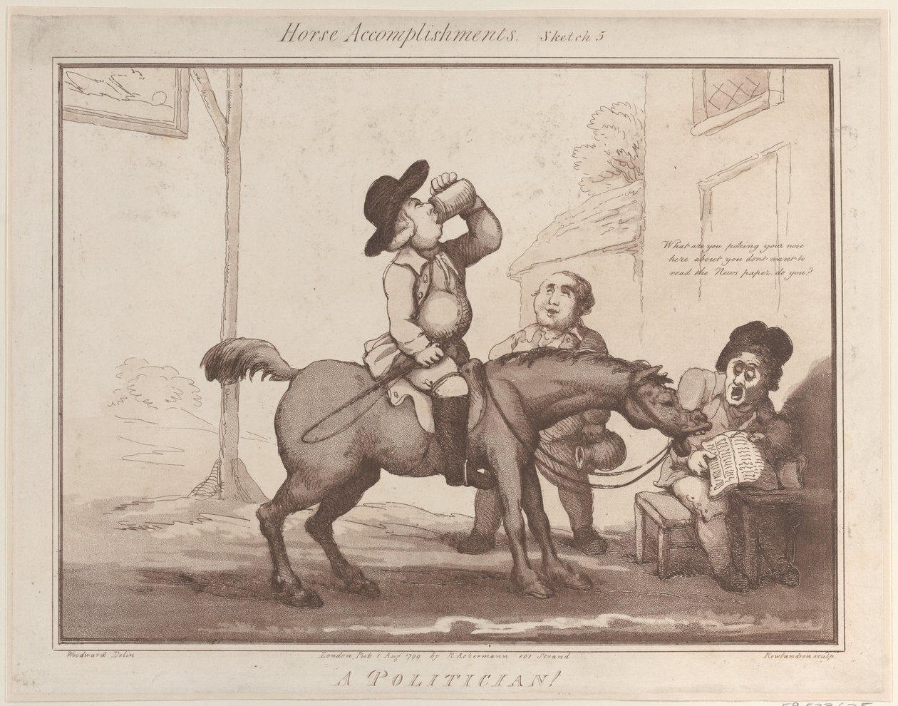 Realizações de Cavalos, Esboço 5: Um Político !!, 1º de agosto de 1799., 1º de agosto de 1799. de Thomas Rowlandson