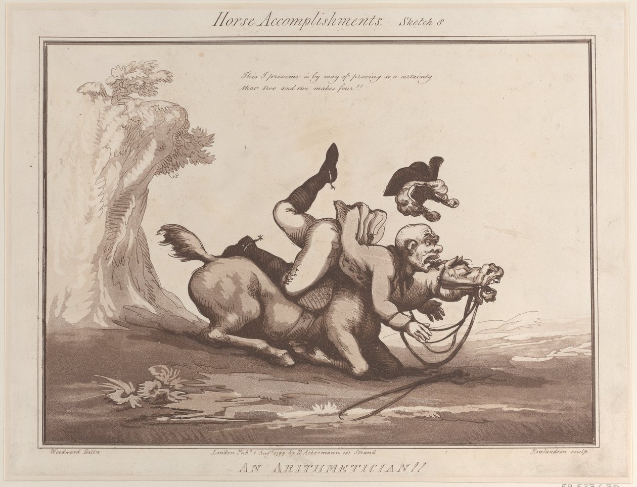 Realizações de Cavalo, Esboço 8: Um Aritmético !!, 1 de agosto de 1799., 1 de agosto de 1799. de Thomas Rowlandson