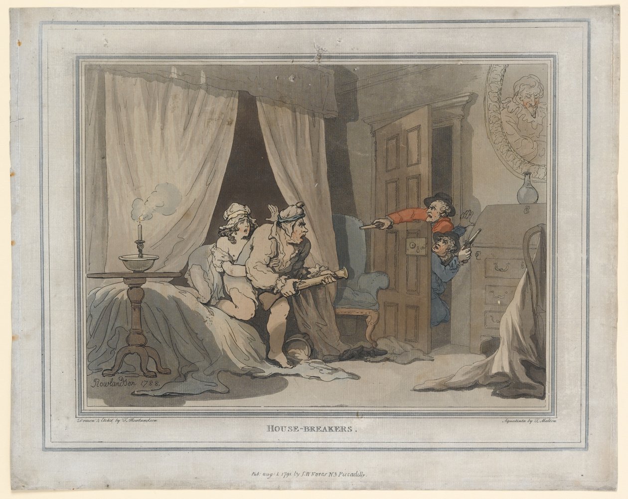 House Breakers, impressão feita por Thomas Molten, 1791 (gravura colorida à mão) de Thomas Rowlandson