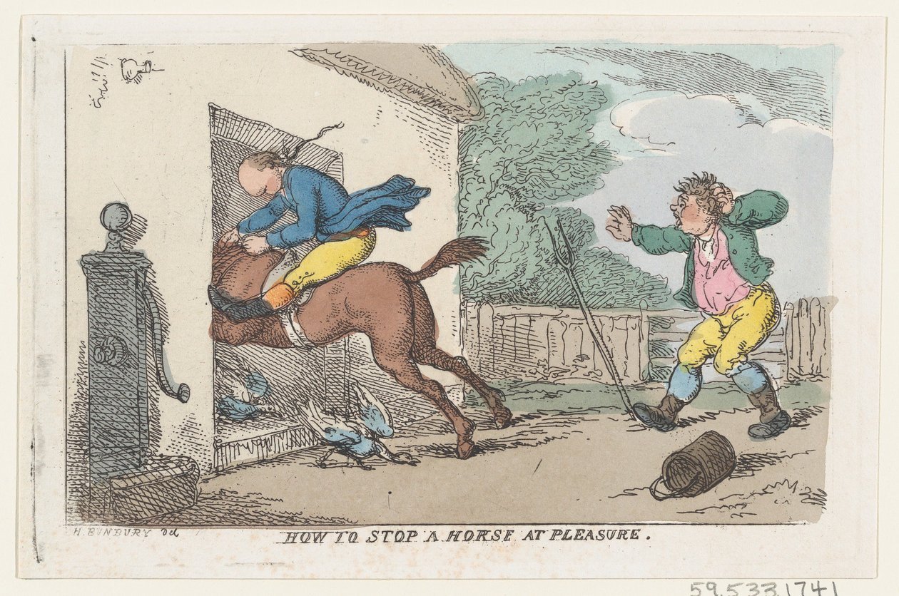 Como parar um cavalo à vontade, 1803., 1803. de Thomas Rowlandson