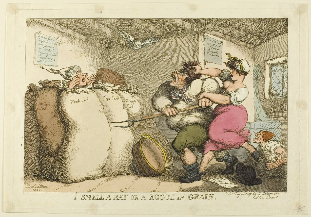 Eu cheiro um rato ou um ladino em grãos de Thomas Rowlandson