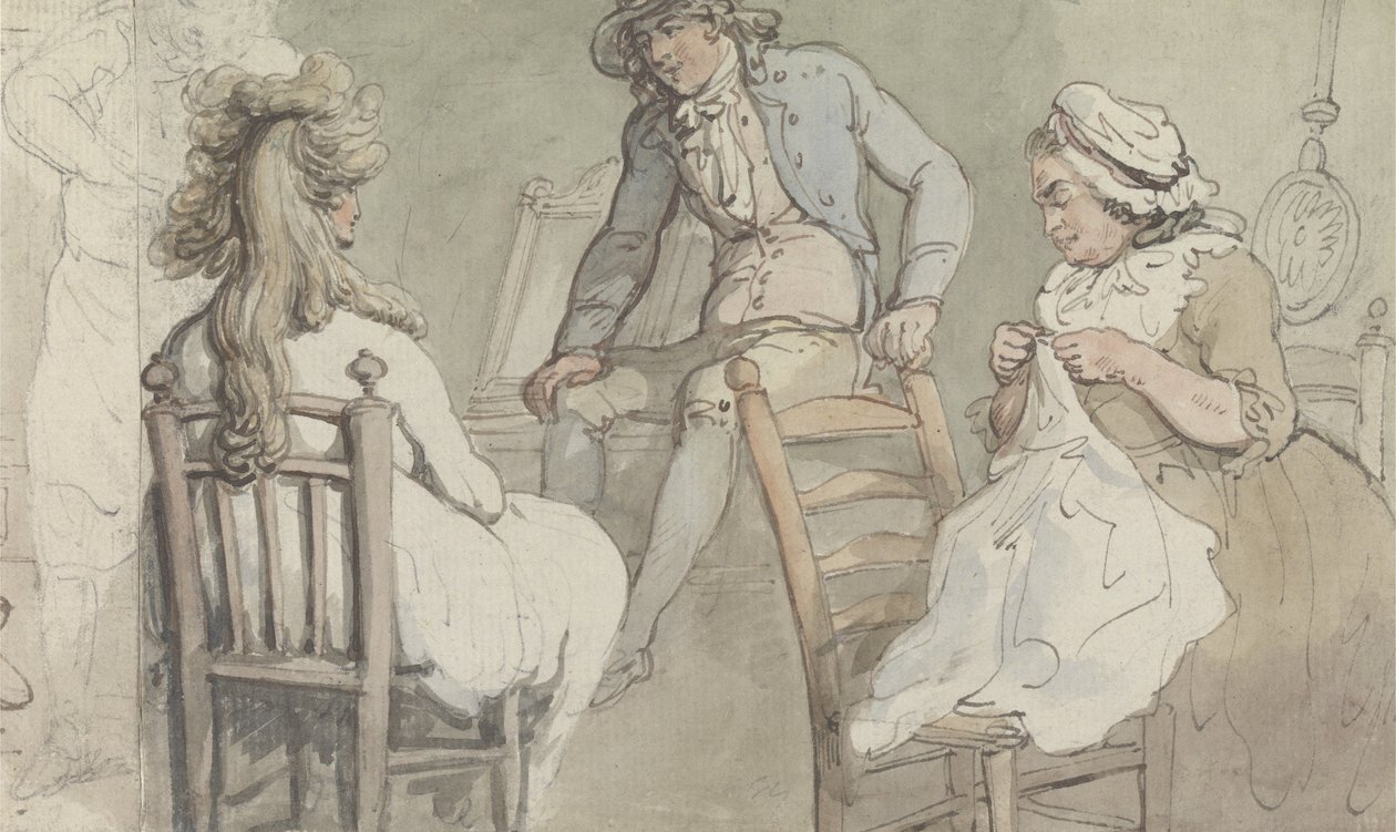 Interior de um camarim com Jack Bannister de Thomas Rowlandson