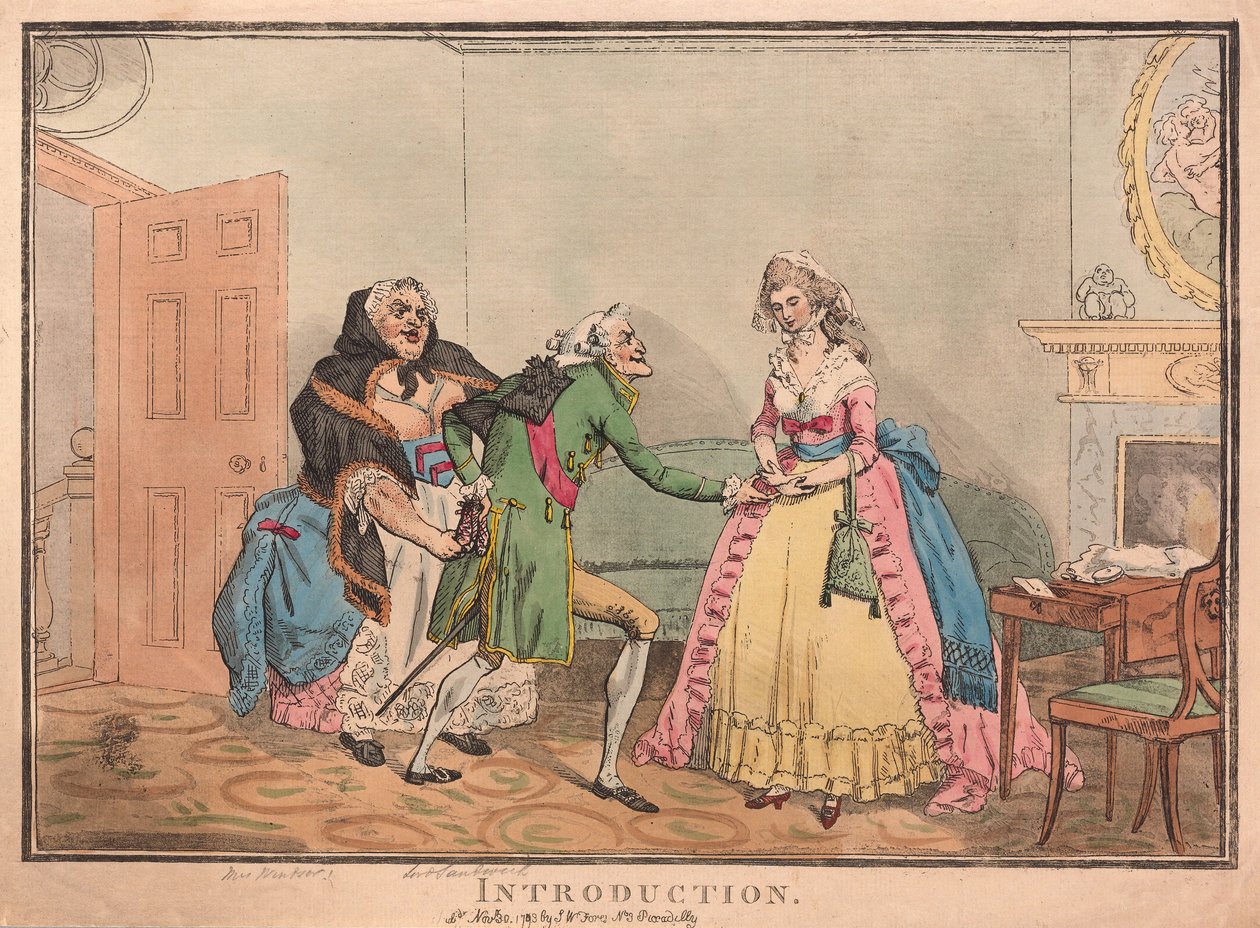 Introdução, pub. 1793 (gravura colorida à mão) de Thomas Rowlandson