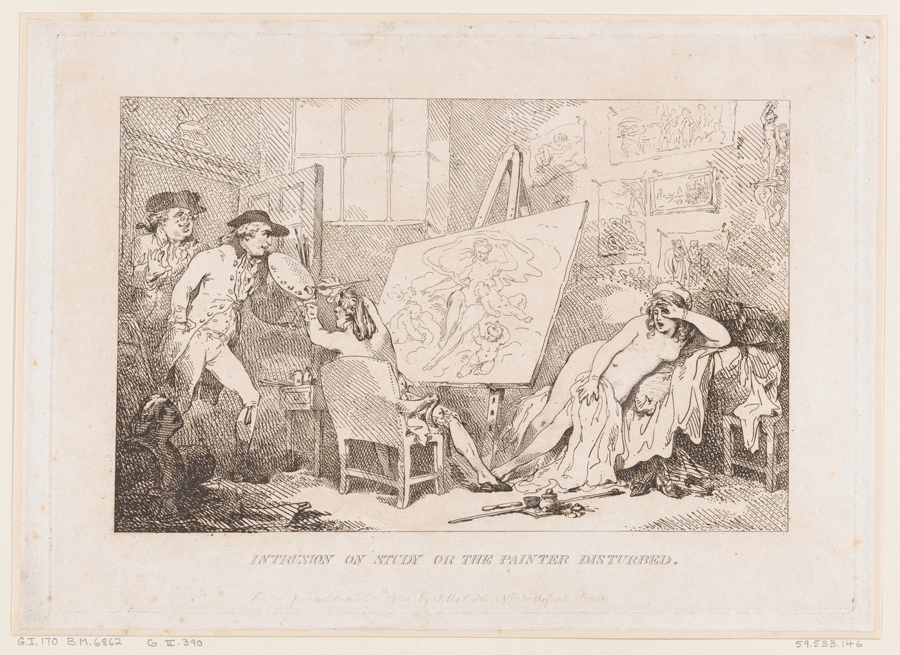 Intrusão no Estudo ou O Pintor Perturbado de Thomas Rowlandson