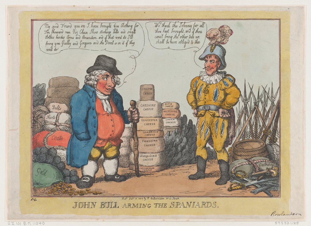 John Bull Arming The Spaniards, 3 de Outubro de 1808., 3 de Outubro de 1808. de Thomas Rowlandson