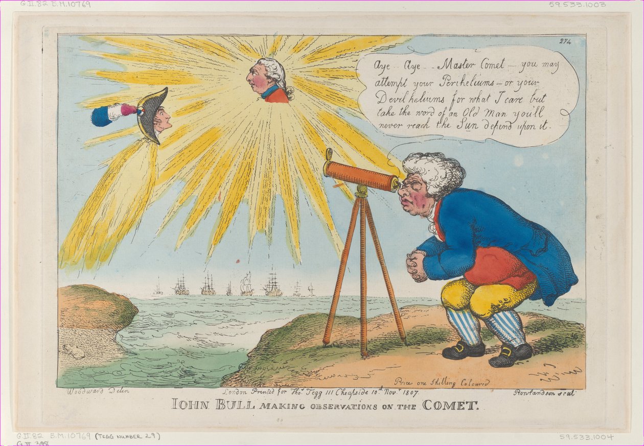 John Bull Fazendo Observações sobre o Cometa, 10 de novembro de 1807., 10 de novembro de 1807. de Thomas Rowlandson