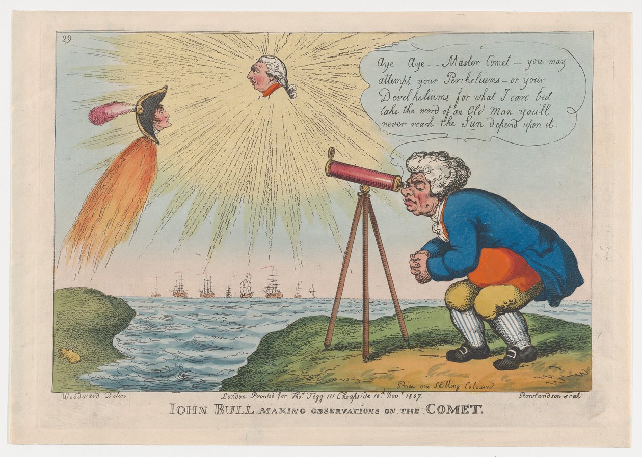 John Bull Fazendo Observações sobre o Cometa, 10 de novembro de 1807., 10 de novembro de 1807. de Thomas Rowlandson