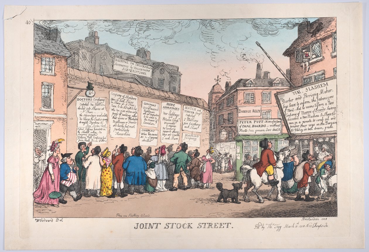 Joint Stock Street, 10 de março de 1808., 10 de março de 1808. de Thomas Rowlandson