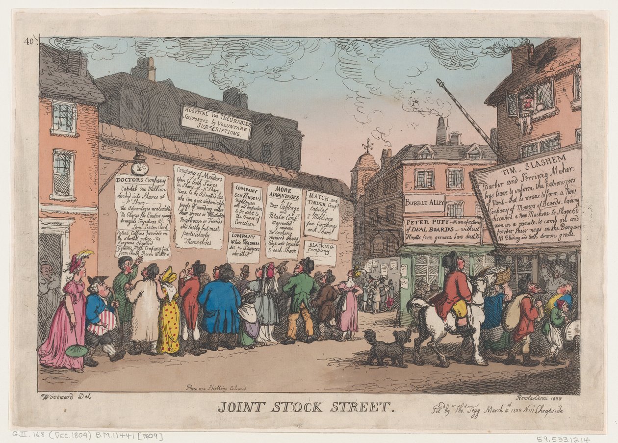 Joint Stock Street, 10 de março de 1808., 10 de março de 1808. de Thomas Rowlandson