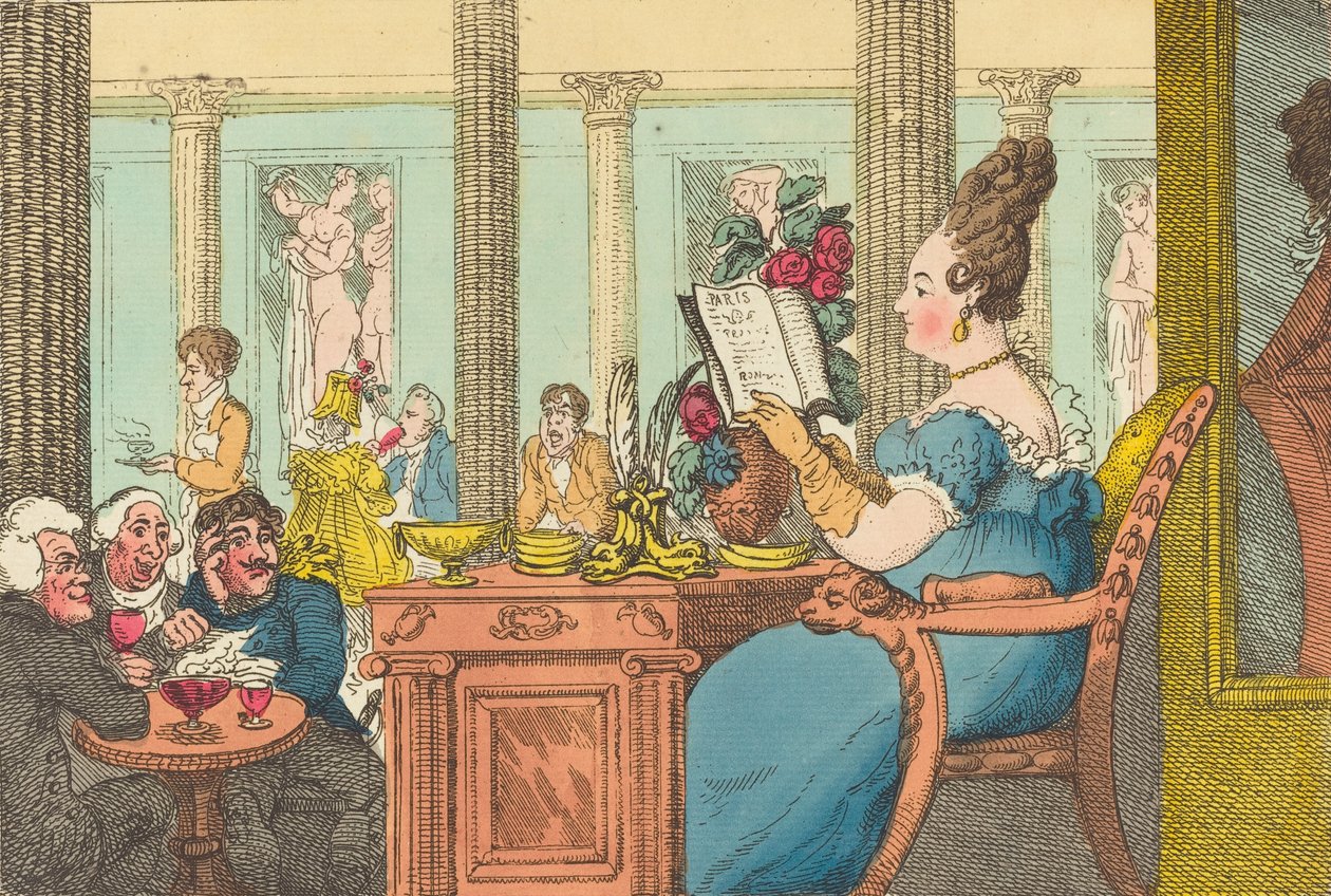 La Belle Limonaudiere no Cafe des Mille Colonnes, Palais Royal, Paris, 1814. de Thomas Rowlandson