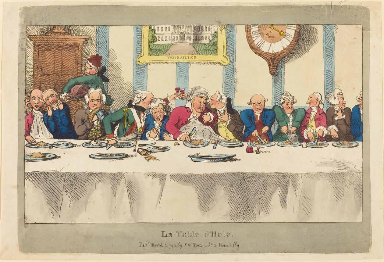 A mesa de hotel de Thomas Rowlandson