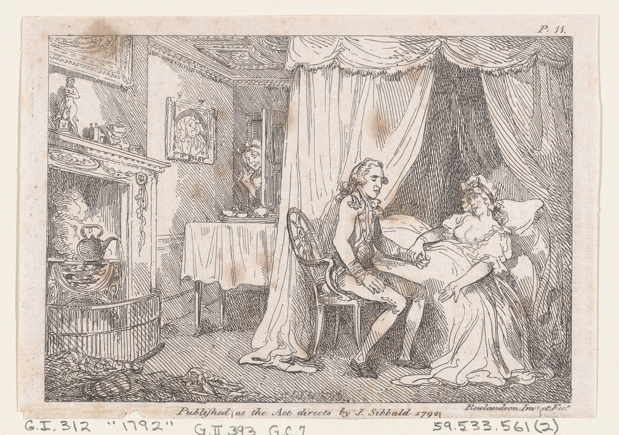 Lady Booby tenta seduzir o imaculado Joseph, de The Adventures of Joseph Andrew..., 1792. de Thomas Rowlandson