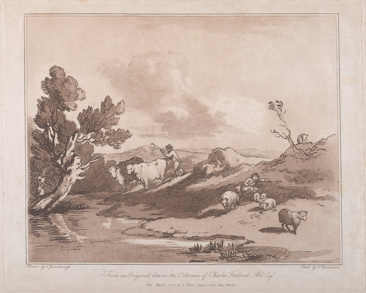 Paisagem com uma figura pastoreando gado e um pastor descansando, 21 de maio de 1789., 21 de maio de 1789. de Thomas Rowlandson