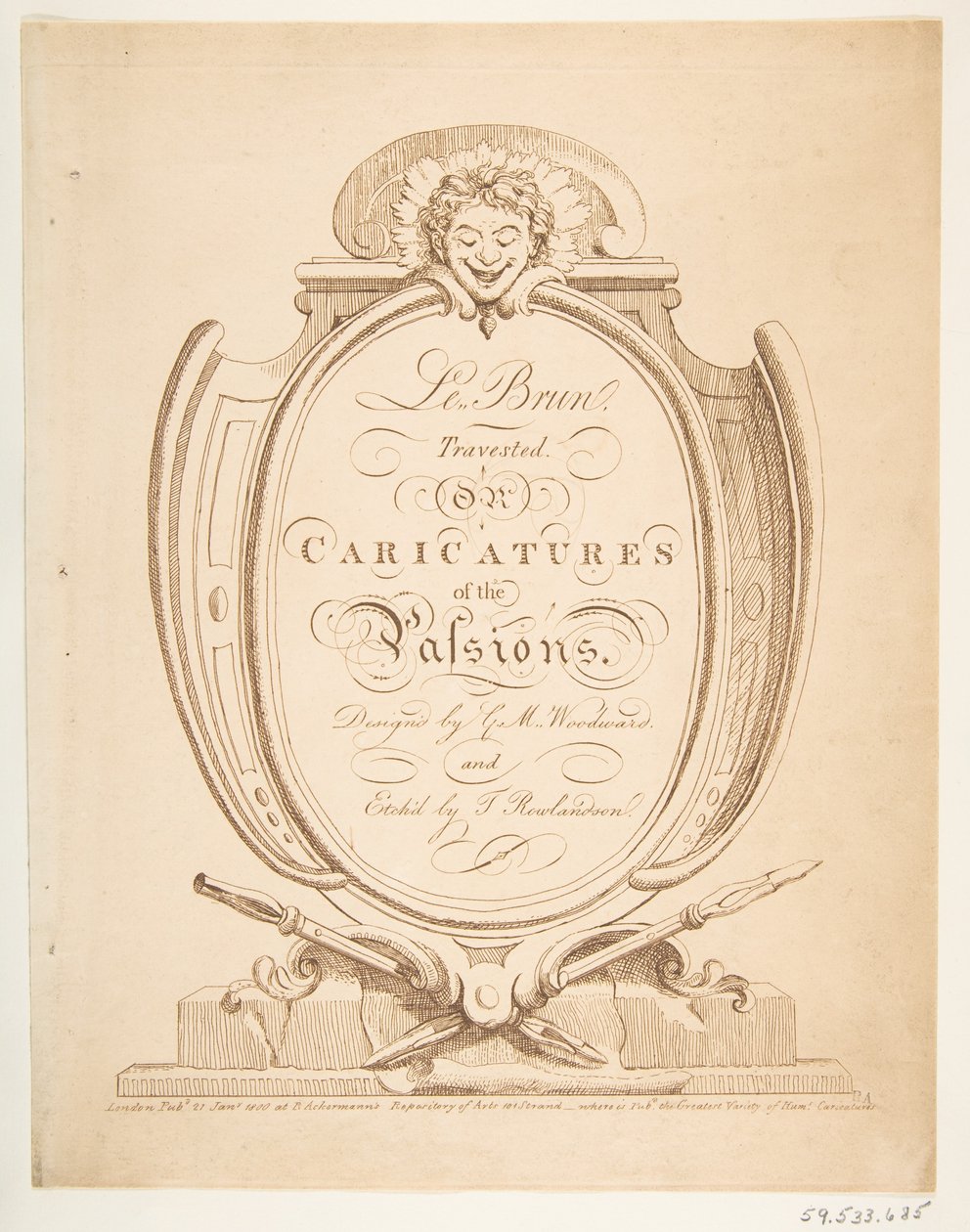 Le Brun Travested, ou Caricaturas das Paixões, janeiro-fevereiro de 1800. de Thomas Rowlandson