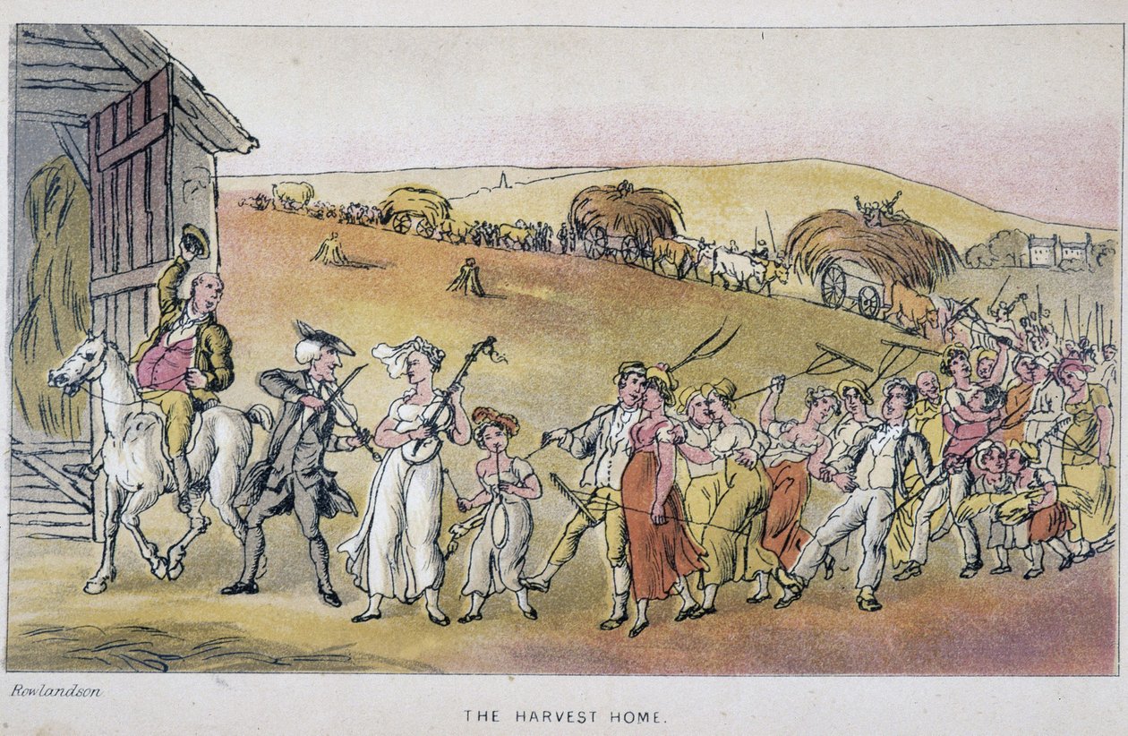 Le docteur avec des camponeses à la fête de la harvest - in "Doctor Syntax