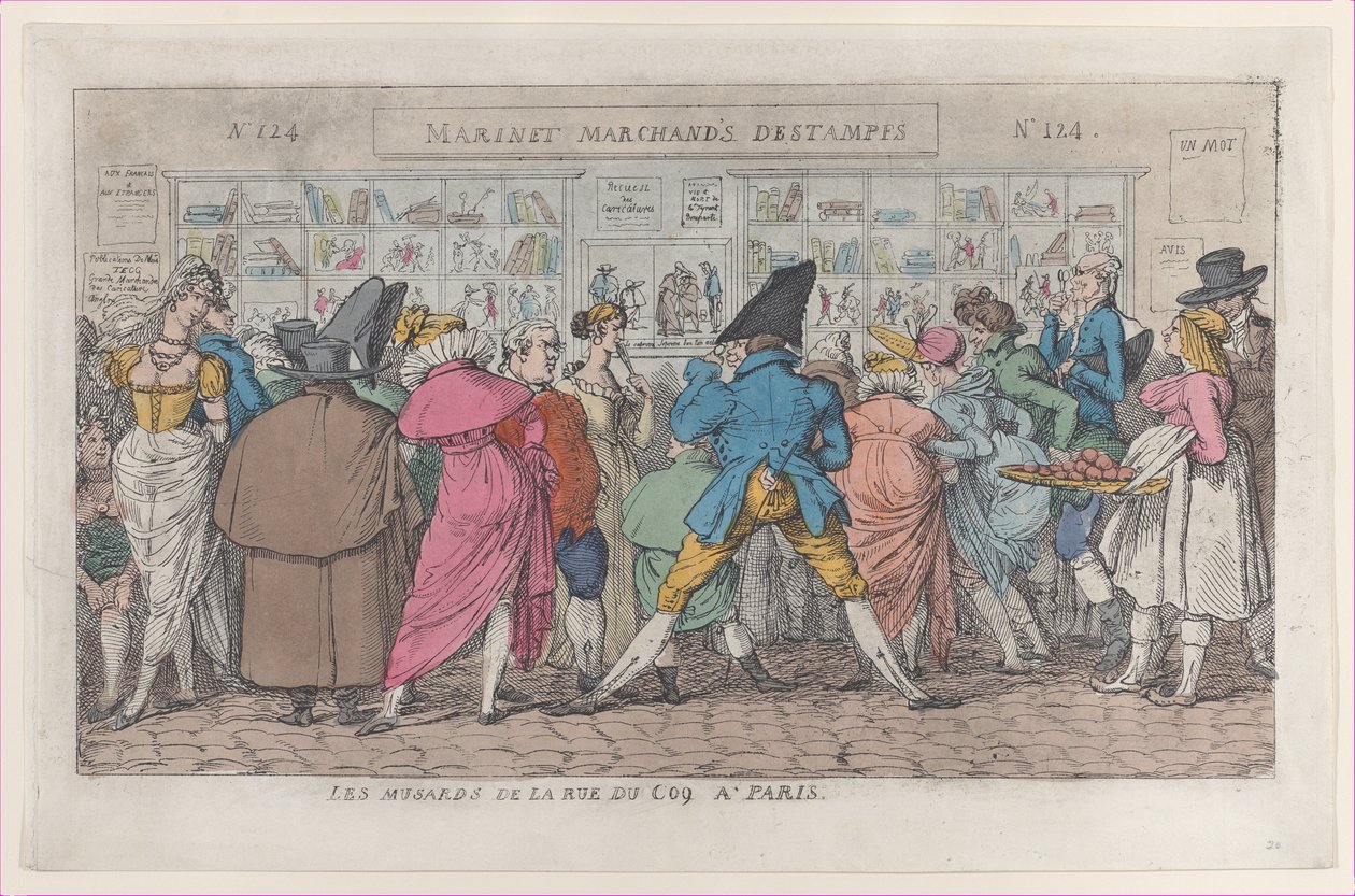 Os Musardos da Rue du Coq em Paris Dawdlers da Rue Coq, ca. 1810., c. 1810. de Thomas Rowlandson