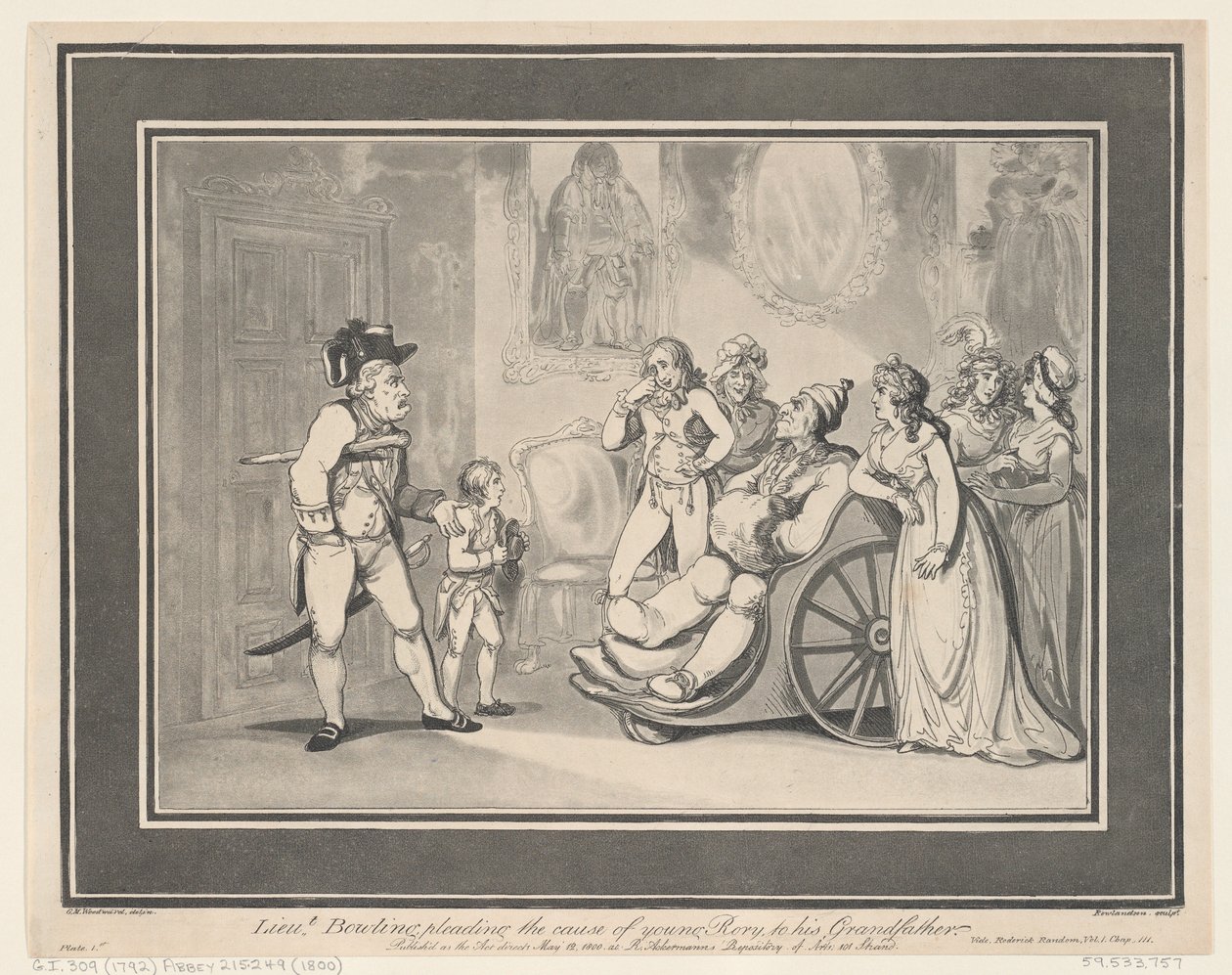 Tenente Bowling pleiteando a causa do jovem Rory para seu avô, 12 de maio de 1800., 12 de maio de 1800. de Thomas Rowlandson