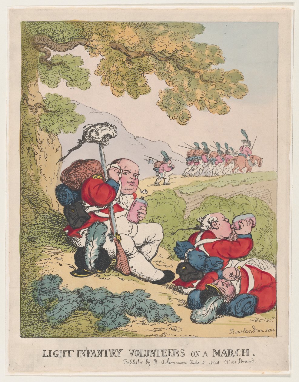 Voluntários de infantaria leve em março, 8 de junho de 1804., 8 de junho de 1804. de Thomas Rowlandson