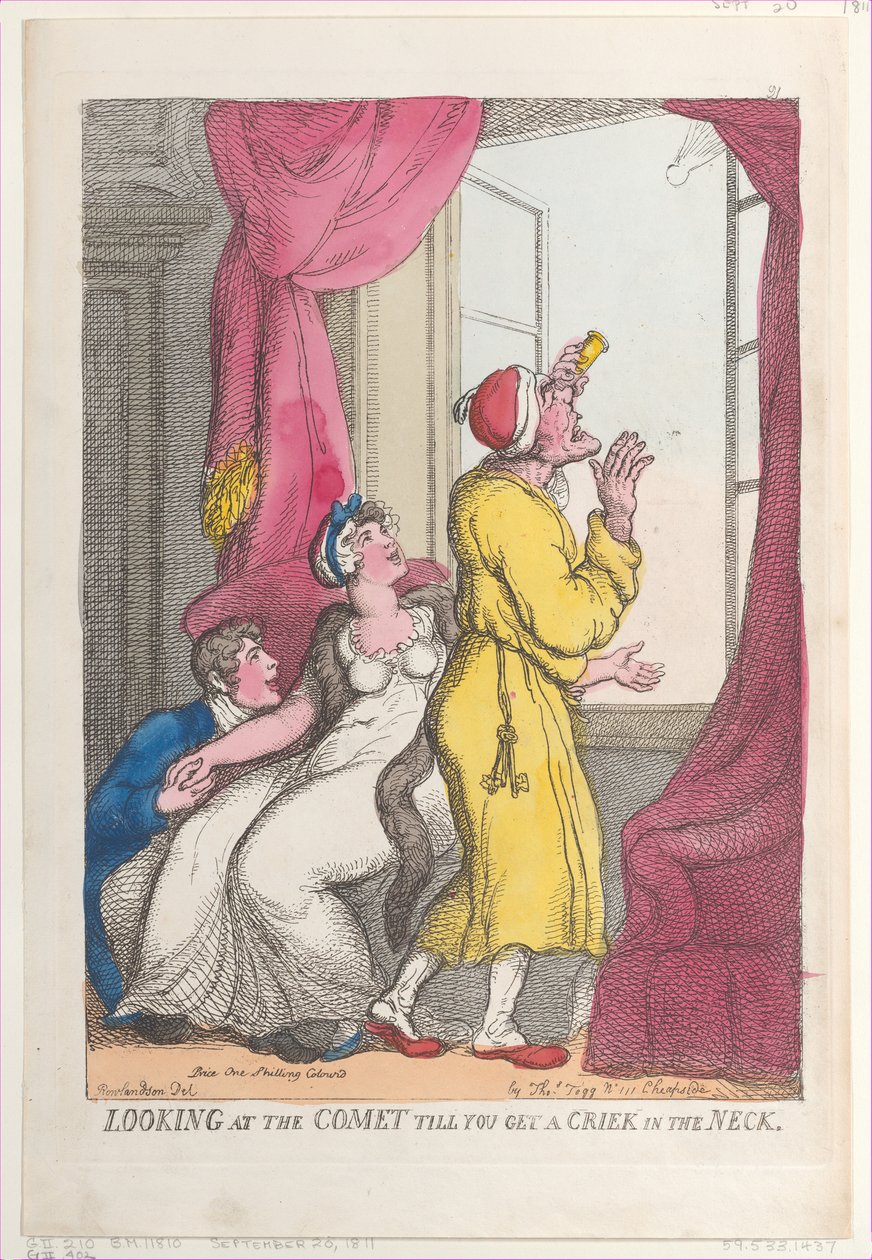 Olhando para o cometa até ficar com cãibra no pescoço, 20 de setembro de 1811., 20 de setembro de 1811. de Thomas Rowlandson