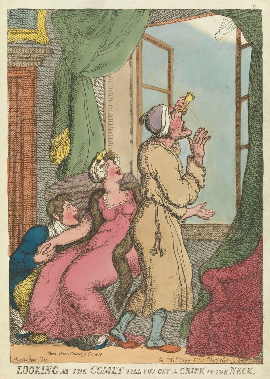 Olhar para o cometa até ficar com uma dor de cabeça no pescoço de Thomas Rowlandson