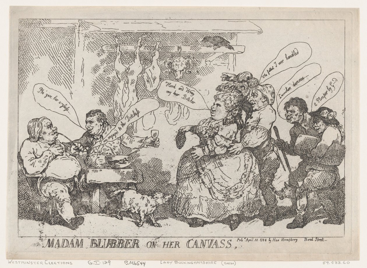 Madame Blubber On Her Canvass, 22 de abril de 1784., 22 de abril de 1784. de Thomas Rowlandson