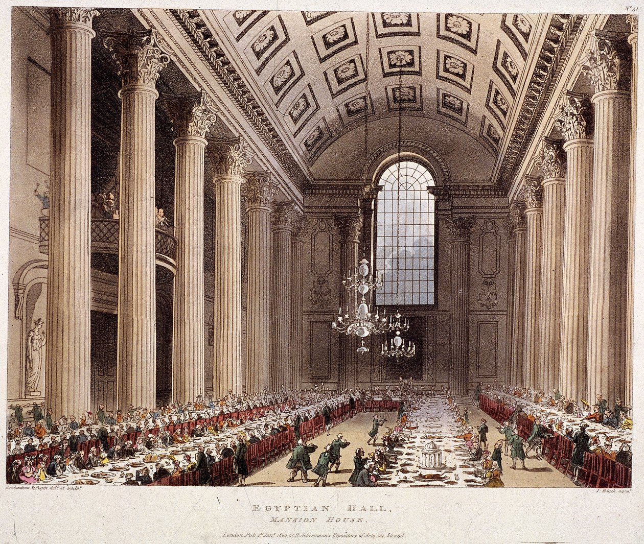 Interior da mansão, Londres, 1809 de Thomas Rowlandson