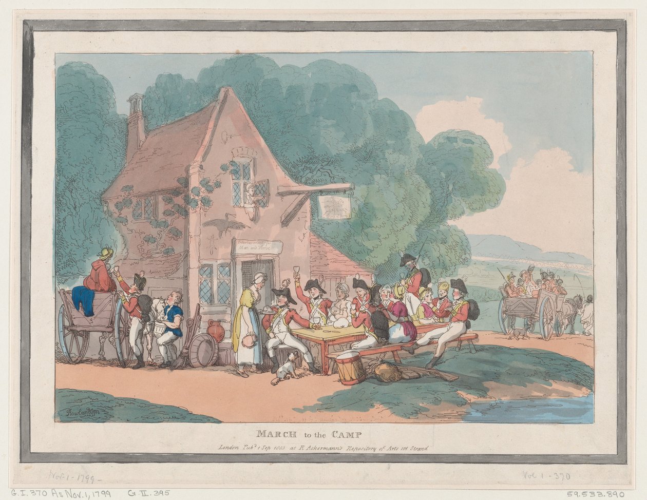 Marcha para o Acampamento, 1º de setembro de 1803., 1º de setembro de 1803. de Thomas Rowlandson