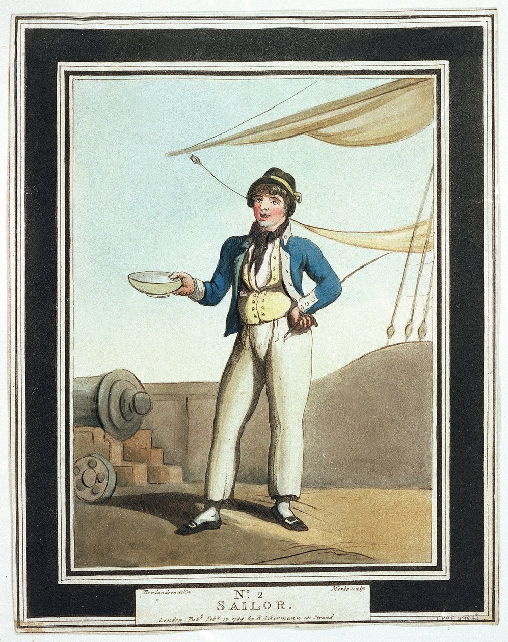 Marinheiro, durante o tempo de Horácio Nelson (1758-1805), designado para vários trabalhos de acordo com as suas capacidades, alguns trabalhavam nos mastros carregados na asa, outros no convés superior, responsáveis pela âncora, outros ainda faziam parte d de Thomas Rowlandson